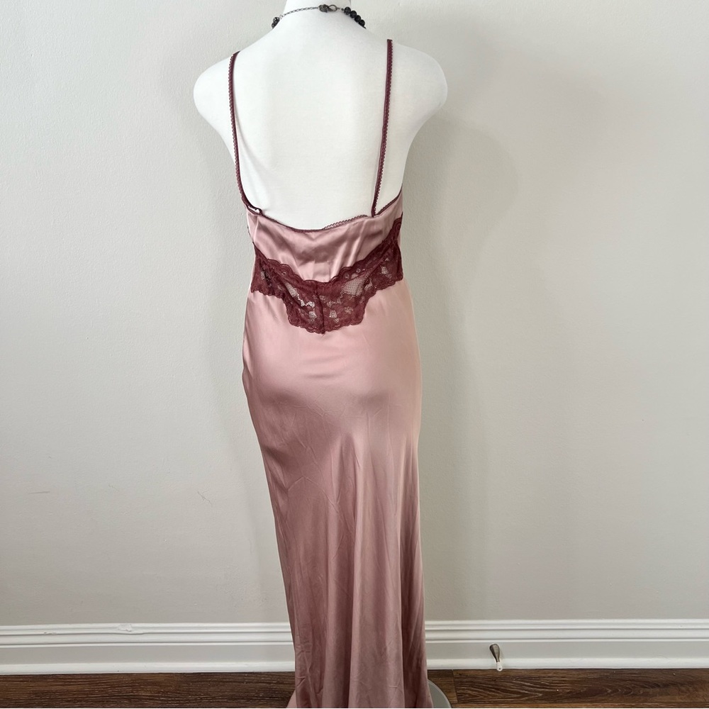 NWT ZARA Satin Style Lace Slip Dress Dusty Rose Deep Red Lace Size S Festival - Picture 6 of 11